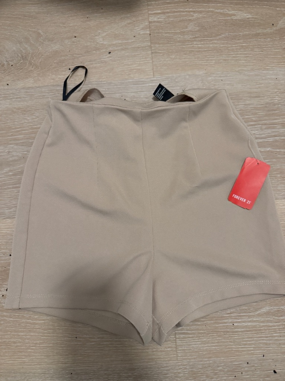 Forever 21 High-Waist Tailored Cream Shorts